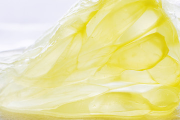 Bright juicy lemon pulp close-up. High-quality image is suitable for topics: healthy lifestyle,...