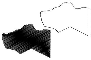 Murzuq District (Districts of Libya, State of Libya, Fezzan) map vector illustration, scribble sketch Murzuq map
