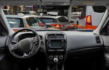 Obraz premium view of a traffic jam in the city