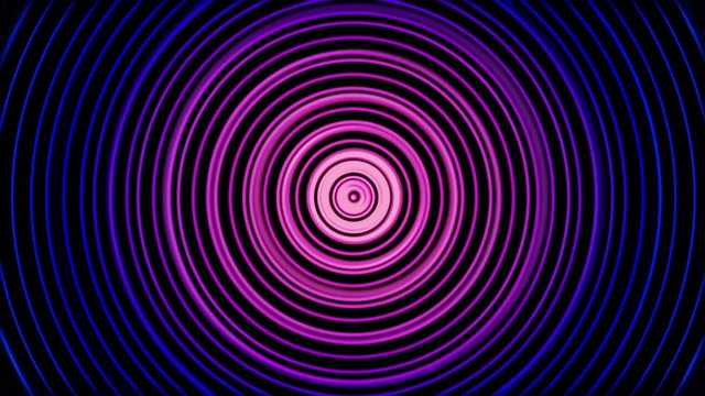 Colorful pulsating hypnotizing circles. Animation. Iridescent gradation of color circles pulsating hypnotizing attention to center