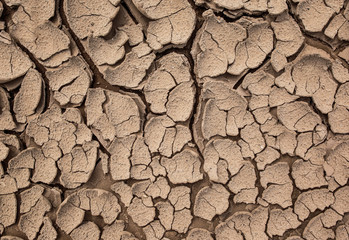  top view of natural background with texture of earth and sand covered cracks and detached parts from the drought