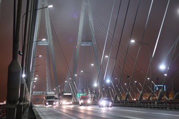 traffic in the city at night