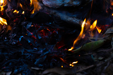 A fire that burns on the garbage