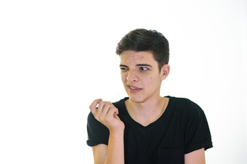 Young guy wants to get rid of acne on his face