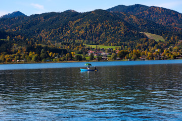Rowing boat on the Tegernsee, rowing on the Tegernsee