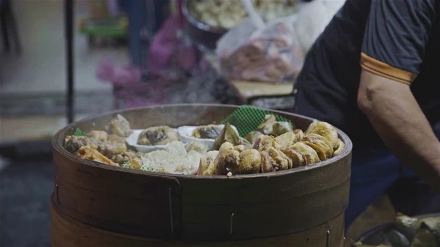 Food Steamed at Night - Hand Held 