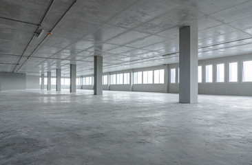 Empty room office space building with cement material structure
