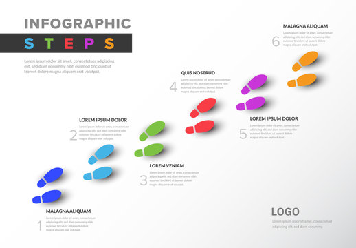 Colorful Infographic with Footstep Illustrations
