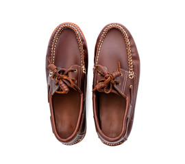  Boat shoes isolated on white background. Fashion advertising shoes photos. Top view