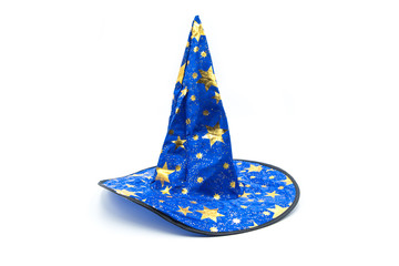 Beautiful Halloween props, one blue star hat isolated on white background