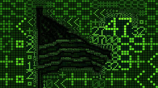 Digitale Nation 01 - USA-Flagge mit Zahlen in Gr&uuml;n