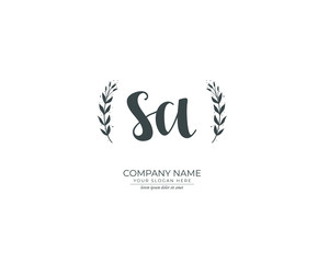 S A SA Initial handwriting logo design. Beautyful design handwritten logo for fashion, team, wedding, luxury logo.