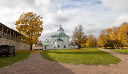 Izborsk, Pskov region / Russia - 10.08.2019: Medieval fortress of Izborsk.