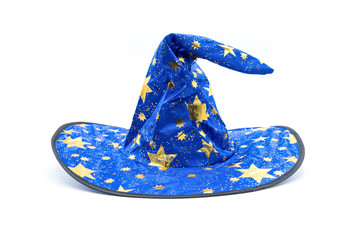 Beautiful Halloween props, one blue star hat isolated on white background