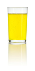 Glass filled with an orange soft drink
