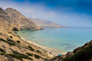 Fototapeta na wymiar Panoramic View of Tibouda Beach, Mediterranean Moroccan Coast, Morocco