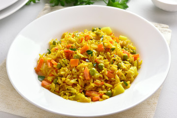Vegetarian pilaf on plate