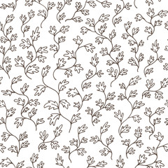 Leaves and branches seamless vector pattern, hand drawn floral background