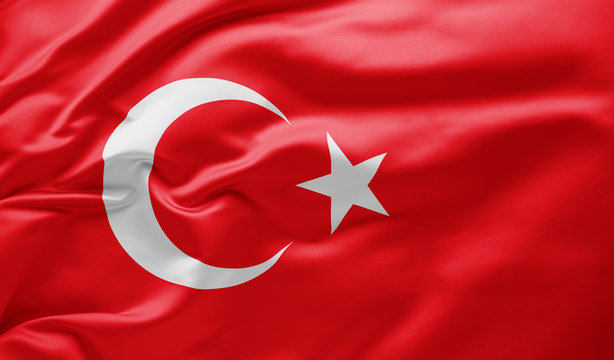 Waving national flag of Turkey