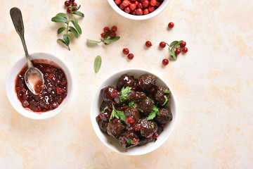 Meatballs with cranberry sauce