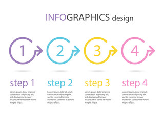 Circles infographics design template with 4 options or steps. Infographics design vector can be used for workflow layout, diagram, presentation, web design. Vector eps 10