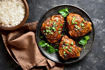 Sweet and spicy honey grilled chicken thighs