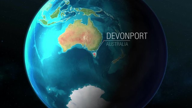 Australia - Devonport - Zooming from space to earth