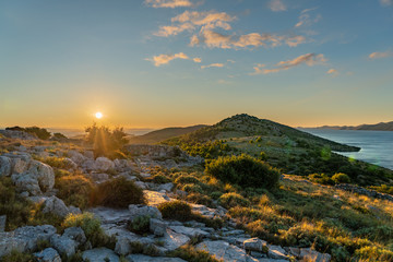 Sunrise over croatian mountains