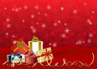 Christmas and happy new year red vector background with gift