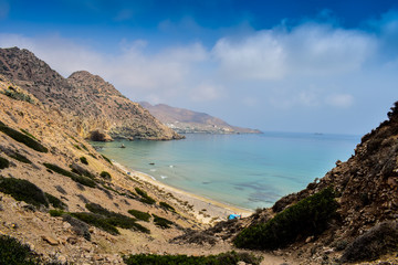 Fototapeta premium Panoramic View of Tibouda Beach, Mediterranean Moroccan Coast, Morocco