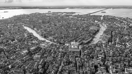 black and white view over Venice Italy Europe. Venice from above with a drone. aerial view over the beautiful city of Venice Italy. Amazing Venice image wallpaper