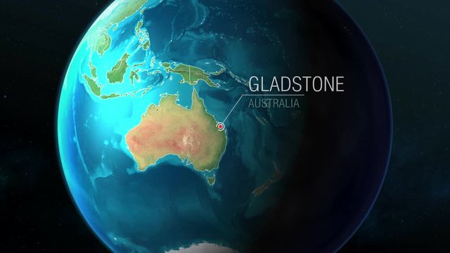 Australia - Gladstone - Zooming from space to earth