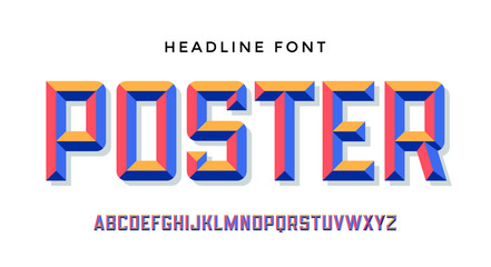 3D Modern Font . Colorful modern alphabet and 3d font