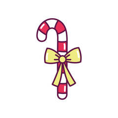 candy cane with ribbon decoration merry christmas icon