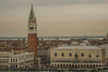 Fototapeta premium vintage look over Venice Italy Europe. aerial view over the city of Venice. 