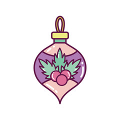 ball with holly berry decoration merry christmas icon