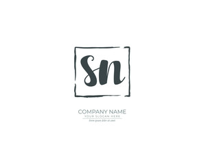 S N SN Initial handwriting logo design. Beautyful design handwritten logo for fashion, team, wedding, luxury logo.