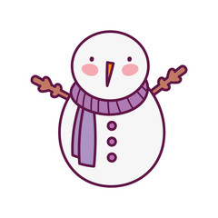 snowman with scarf decoration merry christmas icon