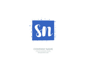 S N SN Initial handwriting logo design. Beautyful design handwritten logo for fashion, team, wedding, luxury logo.