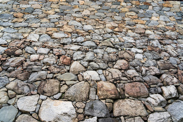 The stone or rocks wall textures of the castle in Japan.