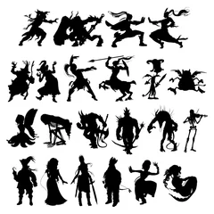 Foto auf Alu-Dibond Silhouetten von Comic-Fantasy-Figuren © ddraw