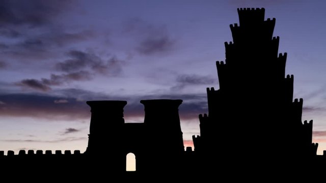 Iconic Tower of Babel at Twilight, the Legendary Building in Babylon. Religion Concept, Iraq