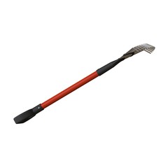 Garden rake on a white background, isolate. 3D rendering of excellent quality in high resolution. It can be enlarged and used as a background or texture.