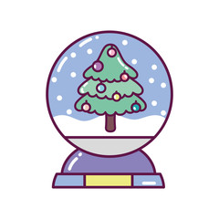 crystal ball with tree snow decoration merry christmas icon