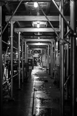 New York city at night during rain and fog, New York city black and white Image