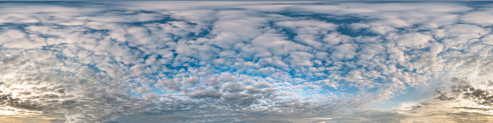 Seamless cloudy blue sky hdri panorama 360 degrees angle view with zenith and beautiful clouds for...