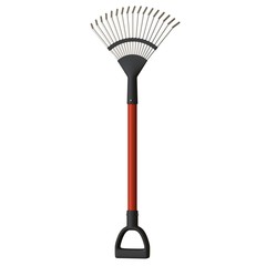 Garden rake on a white background, isolate. 3D rendering of excellent quality in high resolution. It can be enlarged and used as a background or texture.