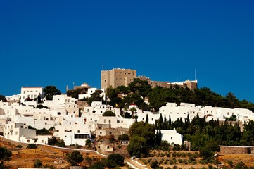 Obraz premium View of Hora, Patmos island, Dodecanese islands, Greece.