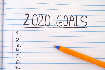 Fototapeta premium 2020 goals list on notebook sheet