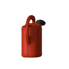 Red garden watering can on a white background, isolate. 3D rendering of excellent quality in high resolution. It can be enlarged and used as a background or texture.
